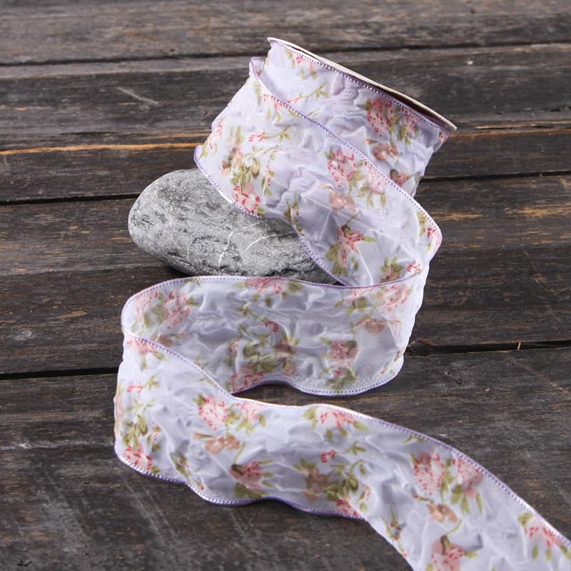 Ruban Ruban de soie Ruban de soie en mousseline de soie, 100 yards, 2.5/3.8/5CM de large, for emballage de cadeaux, ruban d'emballage de Bouquet de fleurs, for l'artisanat de fleurs bricolage(Purple,5