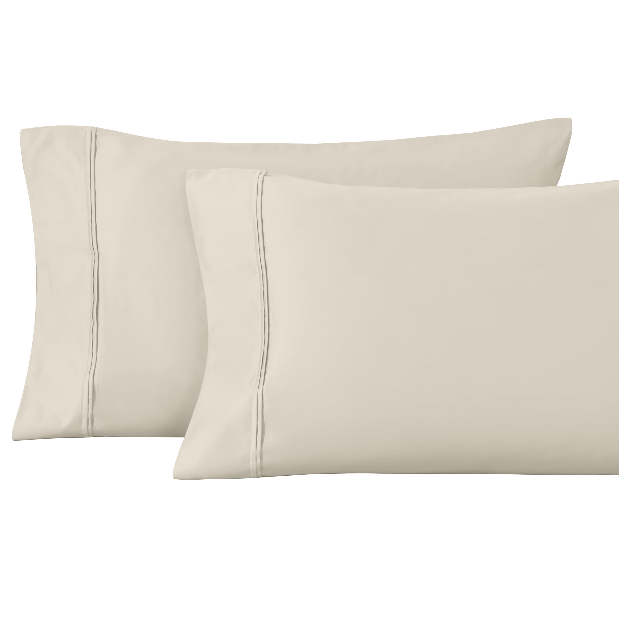 Superior - Juego de Fundas de Almohada 51 x 76 cm, 100% algodón de 1200 Hilos, Suaves y Transpirables, Color Marfil Liso, 2 Piezas