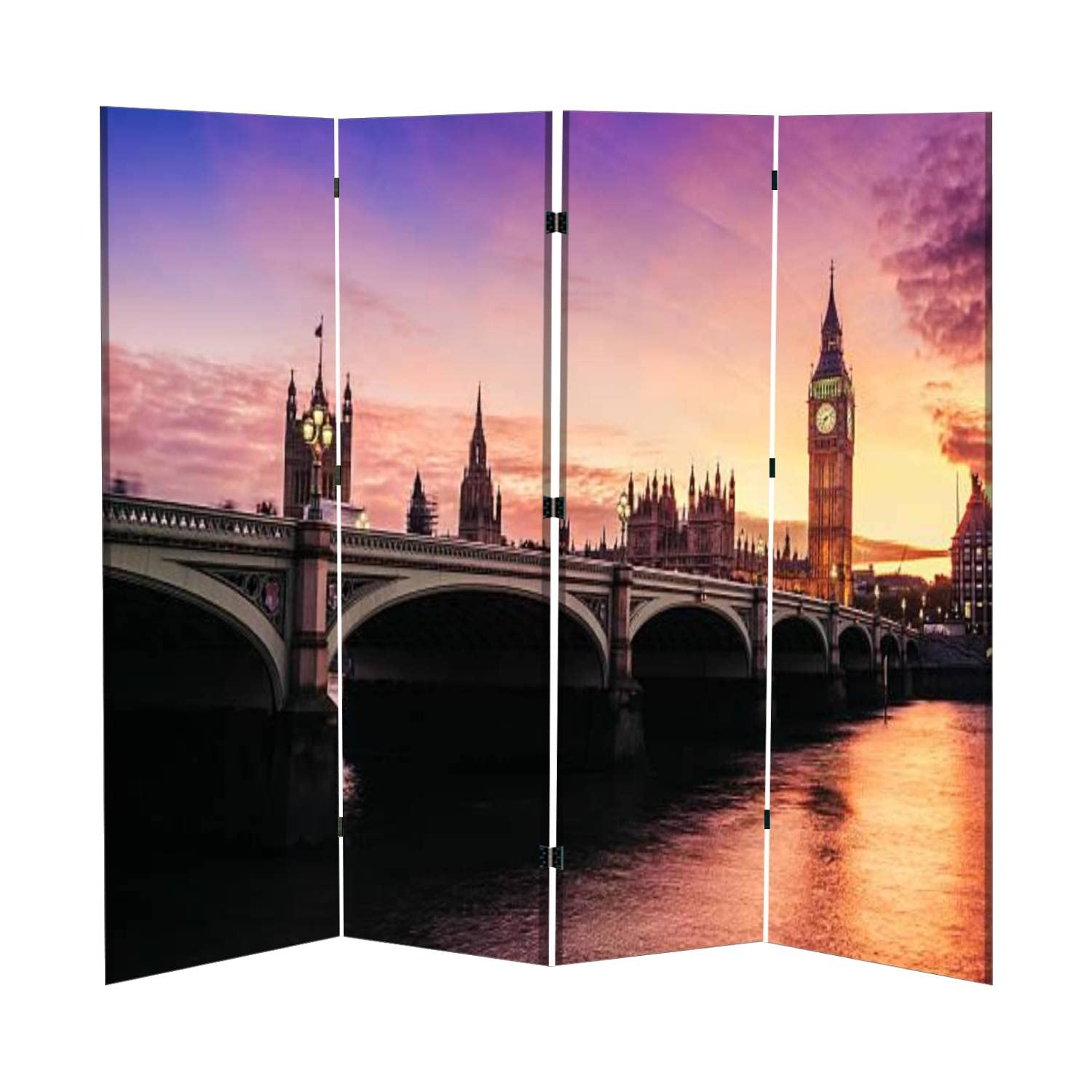 Buy Folding Room Divider for Privacy Big Ben and Westminster Bridge London England UK Portable