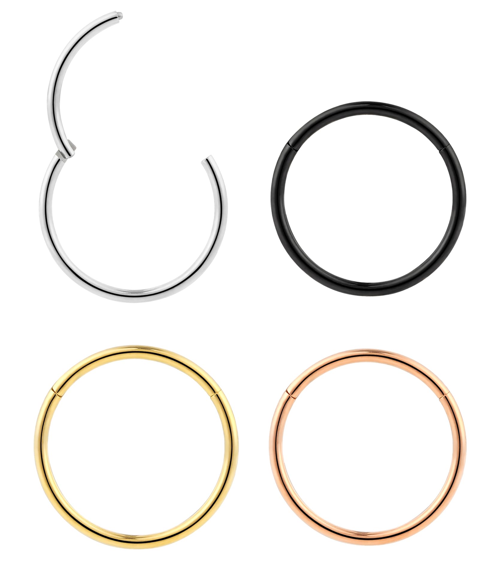 365 SLEEPERS 1pc Titanium Implant Grade Nose Rings 20G 18G 16G 14G 12G 10G 8G 6G Septum Hinged Segment Ring Body Piercing Jewellery Hoop Lip Rings Helix Cartilage Rook Earrings Nickel Free — view 6