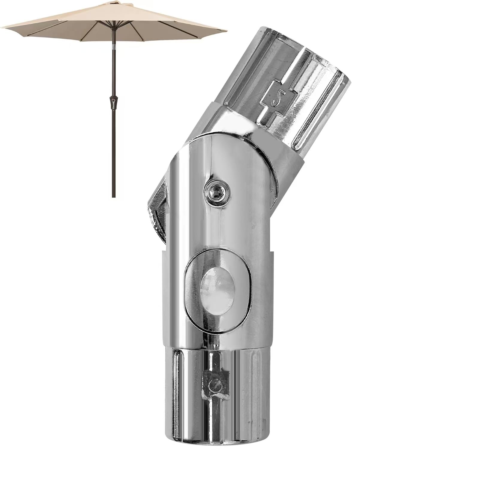 SONGBATE Patio Umbrella Accessories, Outdoor Umbrella Replacement Parts, Push-Button Tilt Adjustment for Garden Umbrellas, Silver (1.5inch)