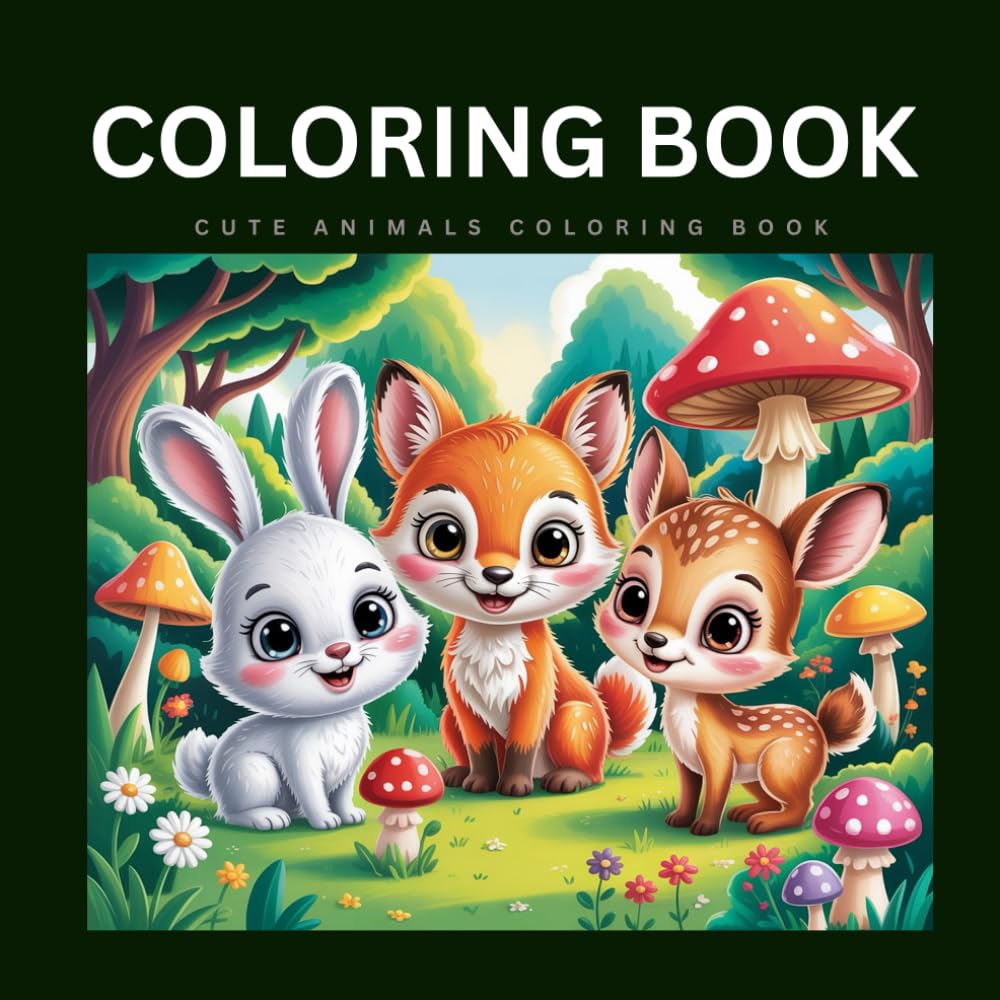 Gentle Forest Friends: Kids Coloring Book for Mind clarity: Thoughtfully crafted drawings of forests, animals, flowers, mushrooms, and serene landscapes.