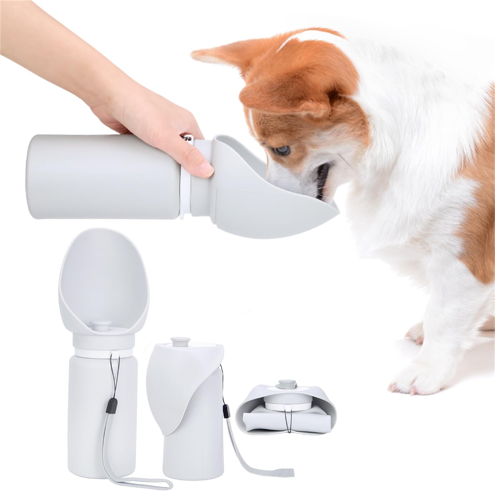 Dog Water Bottle, 550ml Water Feeder Leak Proof Portable Collapsible Dogs Water Bowl with Drinking Feeder