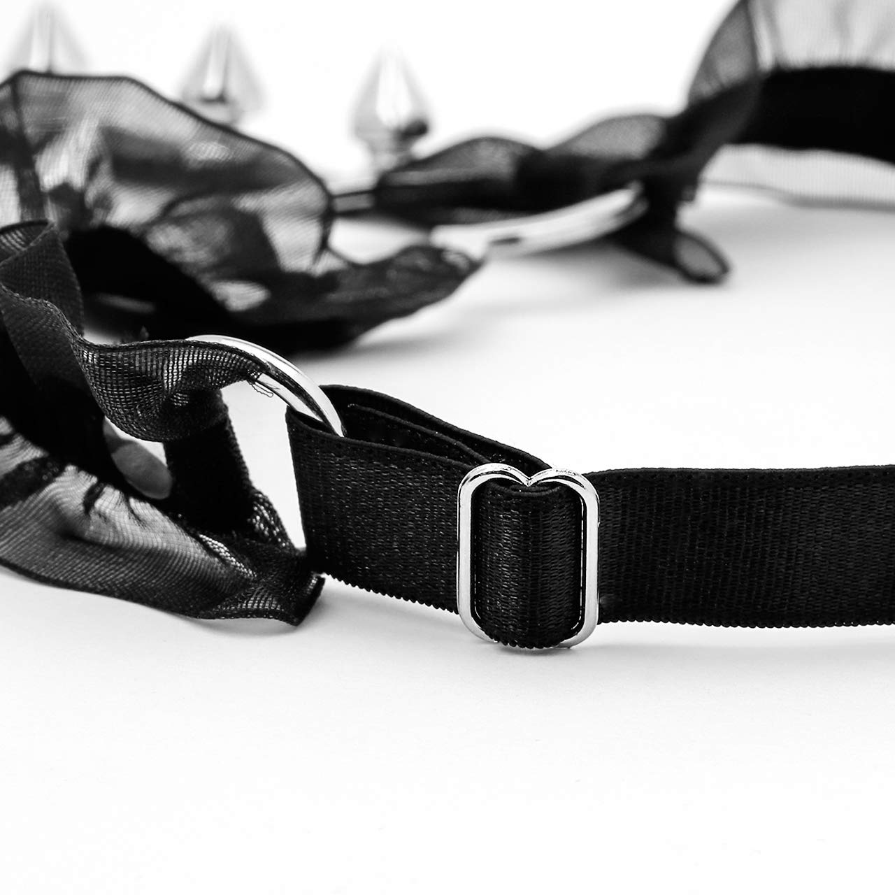 Eigso Velvet Gothic Garter for Women Heart Leg Ring with Rivets Elastic Lace Bracelets Choker Set: Black