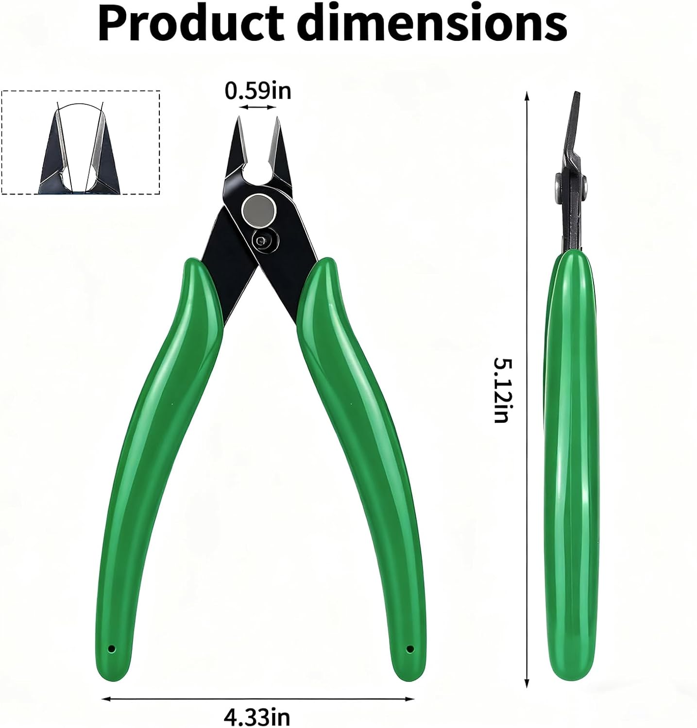Micro Wire Cutter 5-inch,Precision Flush Cut Nippers,Small Side Cutting Pliers for Jewelry,Electronics,3D Printing,Plastic Models,Green