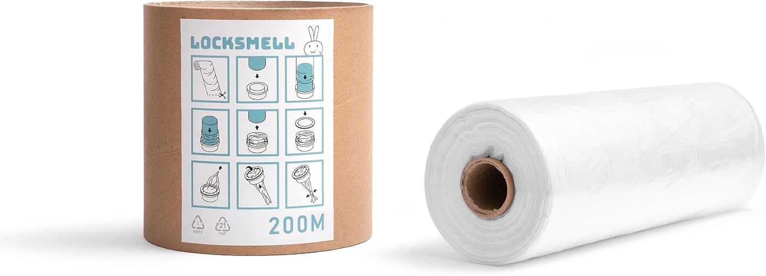 LOCKSMELL Nappy Bin Liner (200m) Compatible with Tommee Tippee Sangenic & Other Nappy Bin
