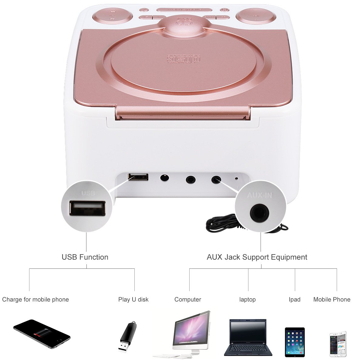 Buy Alarm Clock Radio with CD Player DPNAO Remote Headphone Jack for