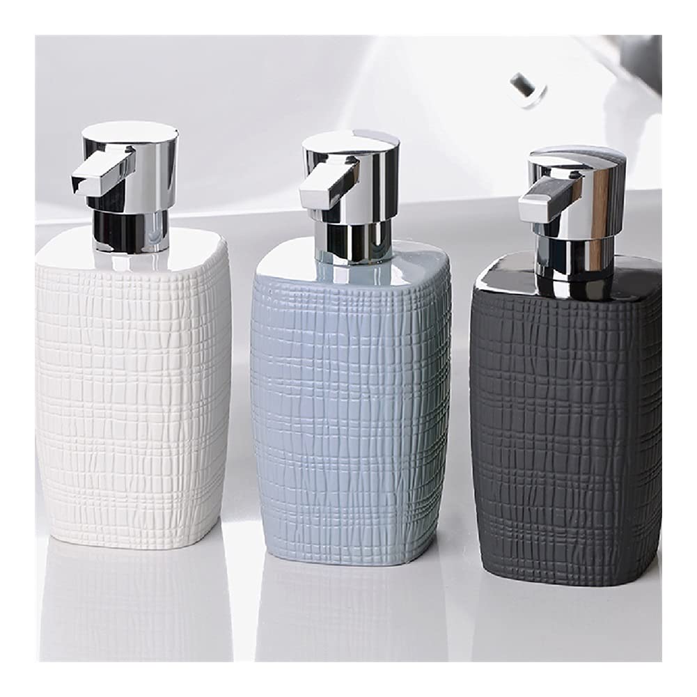 Dispenser di Sapone in Ceramica, Dispenser di Sapone Liquido Ricaricabile, Dispenser di Sapone da Cucina, Dispenser di Sapone per Piatti Manuale, 13 OZ/370 ML, Dispenser