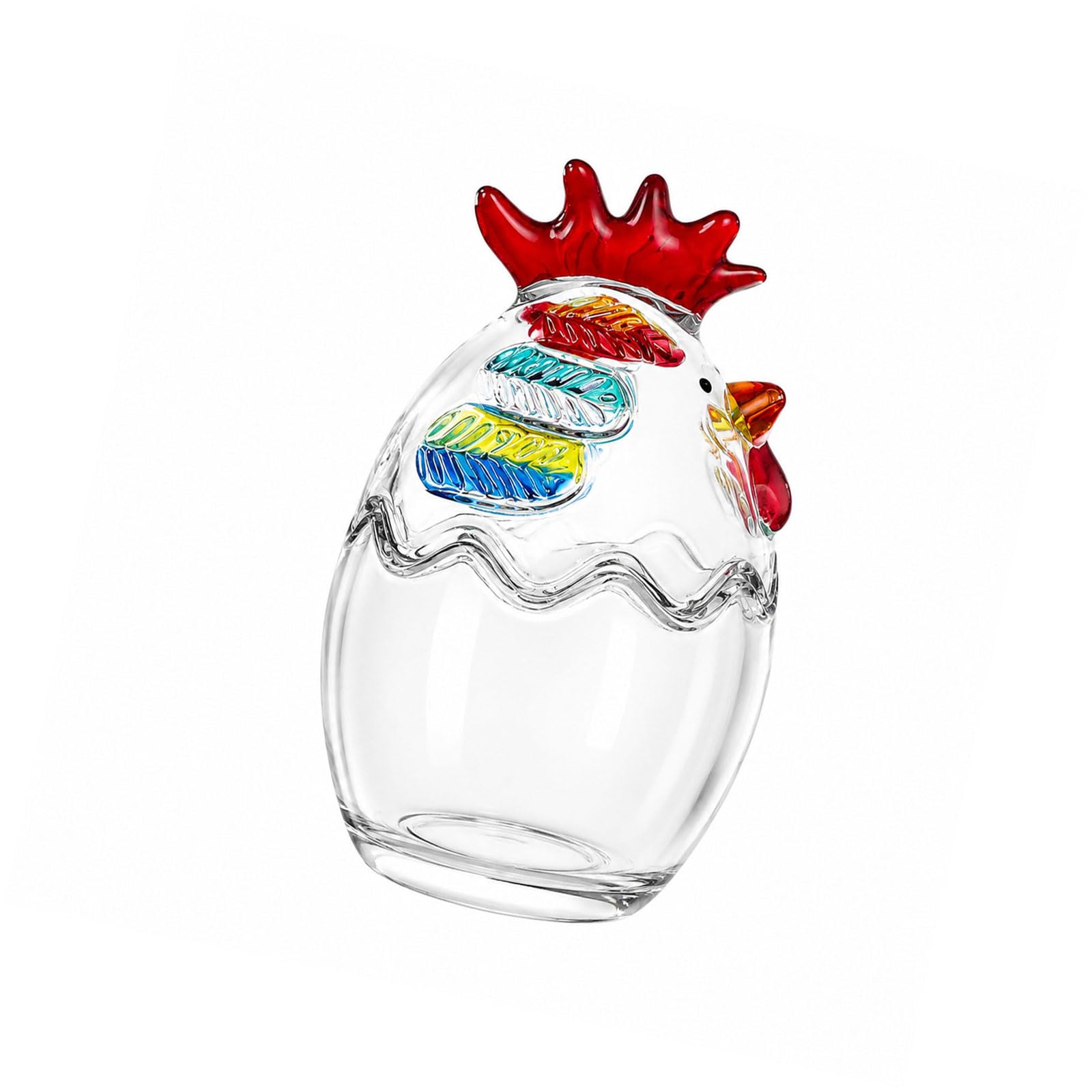 Nucelit Unique Chicken Shaped Glass Storage Bin Decorative Rooster/Hen Themed Glass Canister Great for Storing Dry Food Items Chicken Molded Storage Container