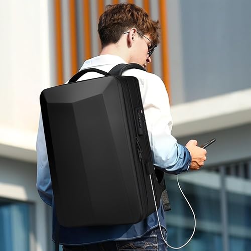 Miniatura 2 de JUMO CYLY Mochila de viaje antirrobo para portátil, resistente al agua, con puerto de carga USB, mochila de trabajo para computadora con bloqueo TSA
