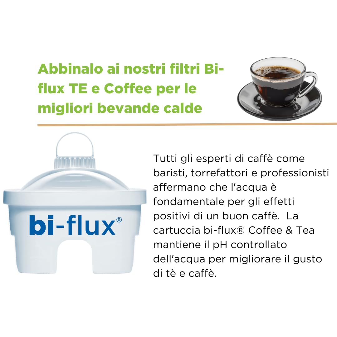 LAICA ISEO Bollitore Elettrico Filtro, Capacità 1,5L con Livelli di Temperatura Variabili + 1 Cartuccia Filtro Acqua Bi-flux® per Tè e Caffè, 2.5kw - Vetro, Nero