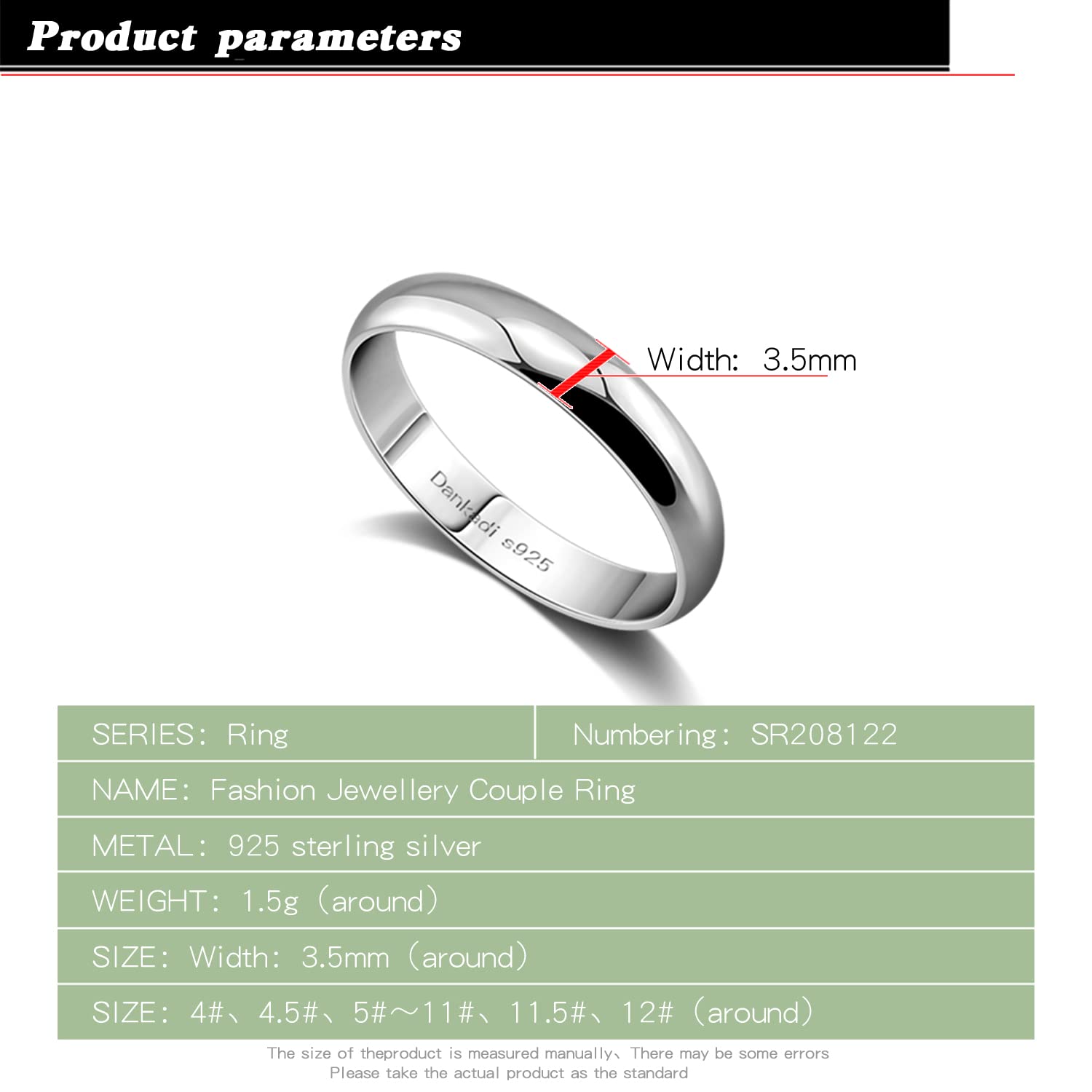 Dankadi Anello/fede nuziale, in argento 925 placcato oro, da 3,5 mm, semplice e liscio, per coppia sposata, donne, uomini, amici e amiche, regalo per matrimoni, misure 44-70 mm