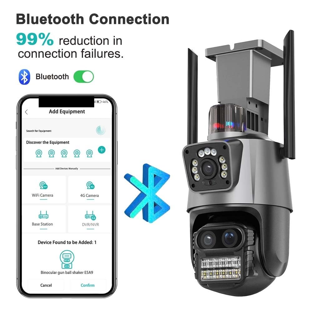 Kamera IP 9MP zewnętrzna bezprzewodowa kamera bezpieczeństwa 8X Zoom automatyczne śledzenie trzy obiektywy podwójny ekran PTZ kamera CCTV nadzór wideo(9MP Camera Add 32GB)