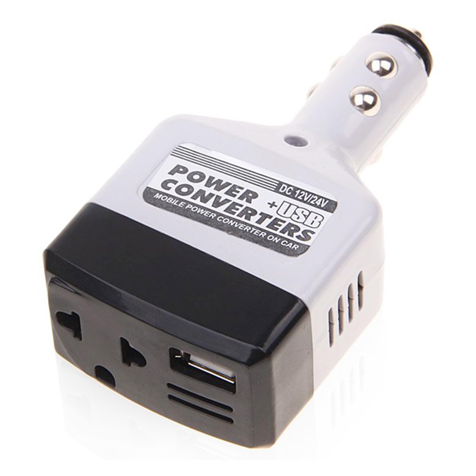 Convertisseur voiture 12V 24V à 220V AC avec chargeur rapide USB pour allume-cigare