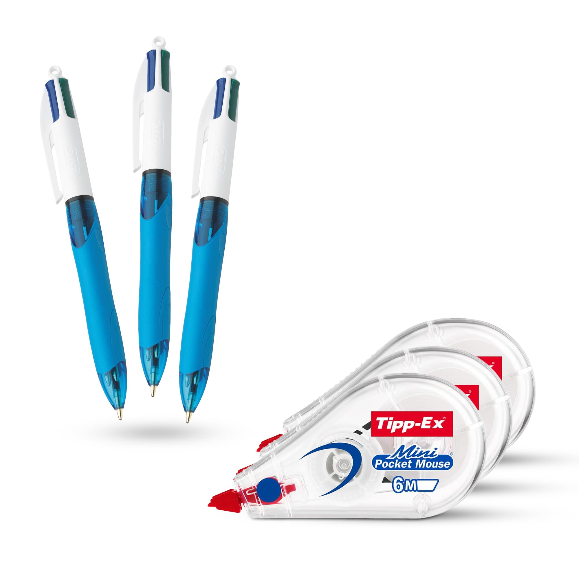 BIC BIC 4 Colours Grip Pro Pens Pack Of 12 With Blue, Red, Green, Black