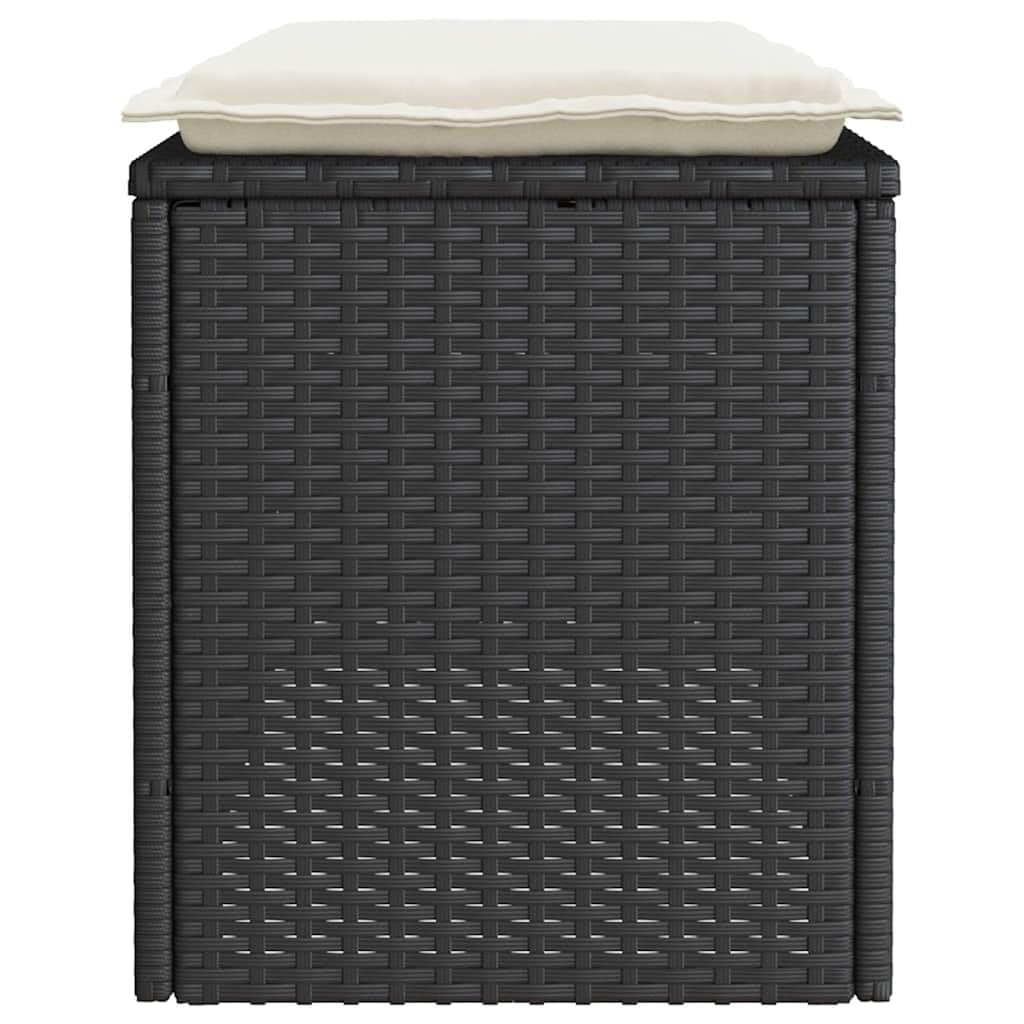 VidaXL Gartenbank mit Kissen Schwarz 110x40x44 cm PE-Rattan, Terrassenbank, Außenbank, Garten Sitzbank, Outdoor Bank, Sitzbank Terrasse
