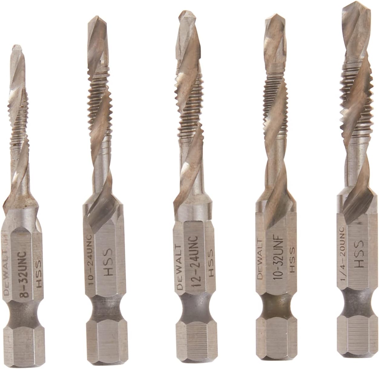 DEWALT Drill Tap Set, Impact Ready, 1/4Inch, 5Piece (DWADTQTR5SET