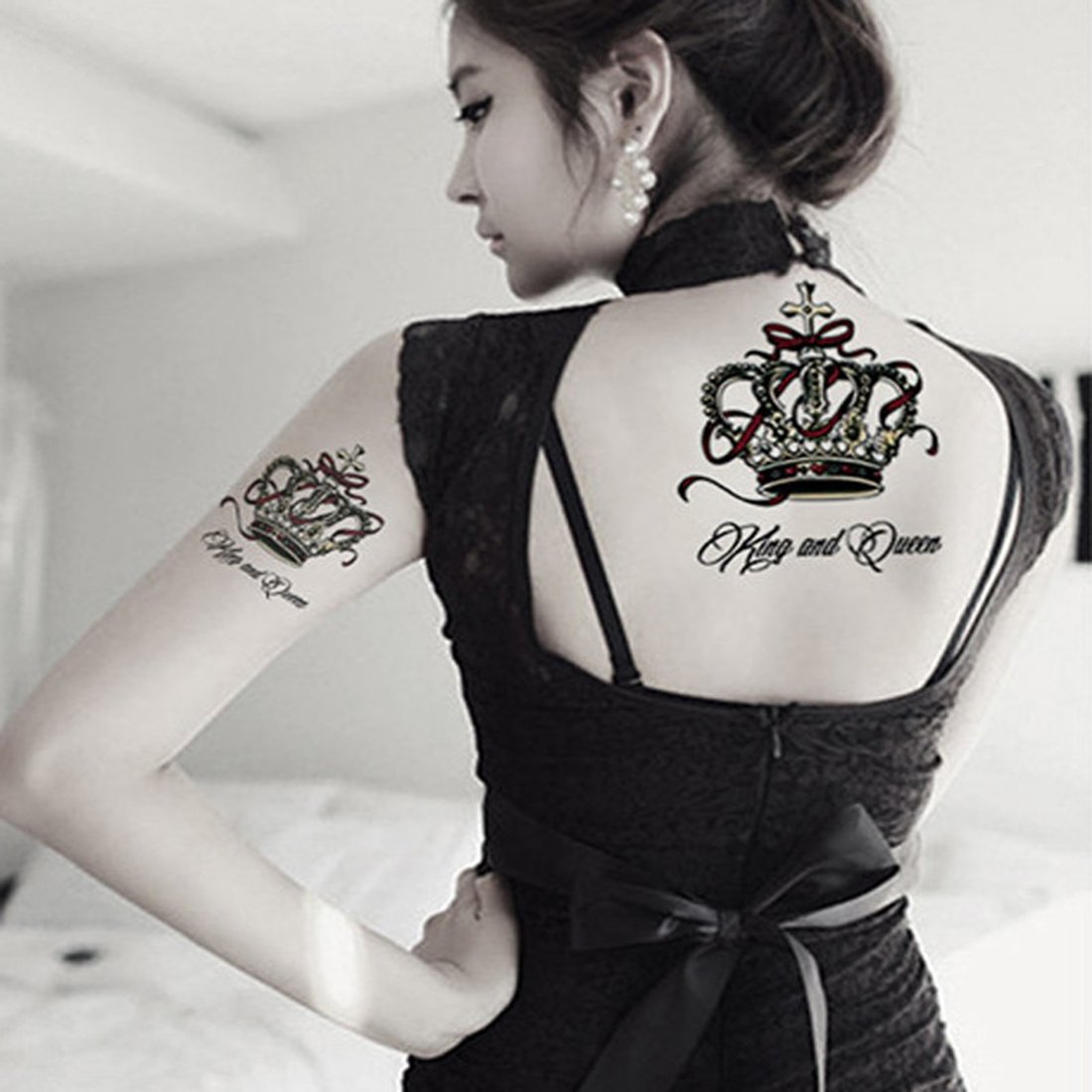 S.A.V.I 3D Temporary Tattoo Sticker Beautiful Colorful Butterflies Totem Arm Hand Popular Design Size 21x15CM - 1PC. (757), Black, 10 g