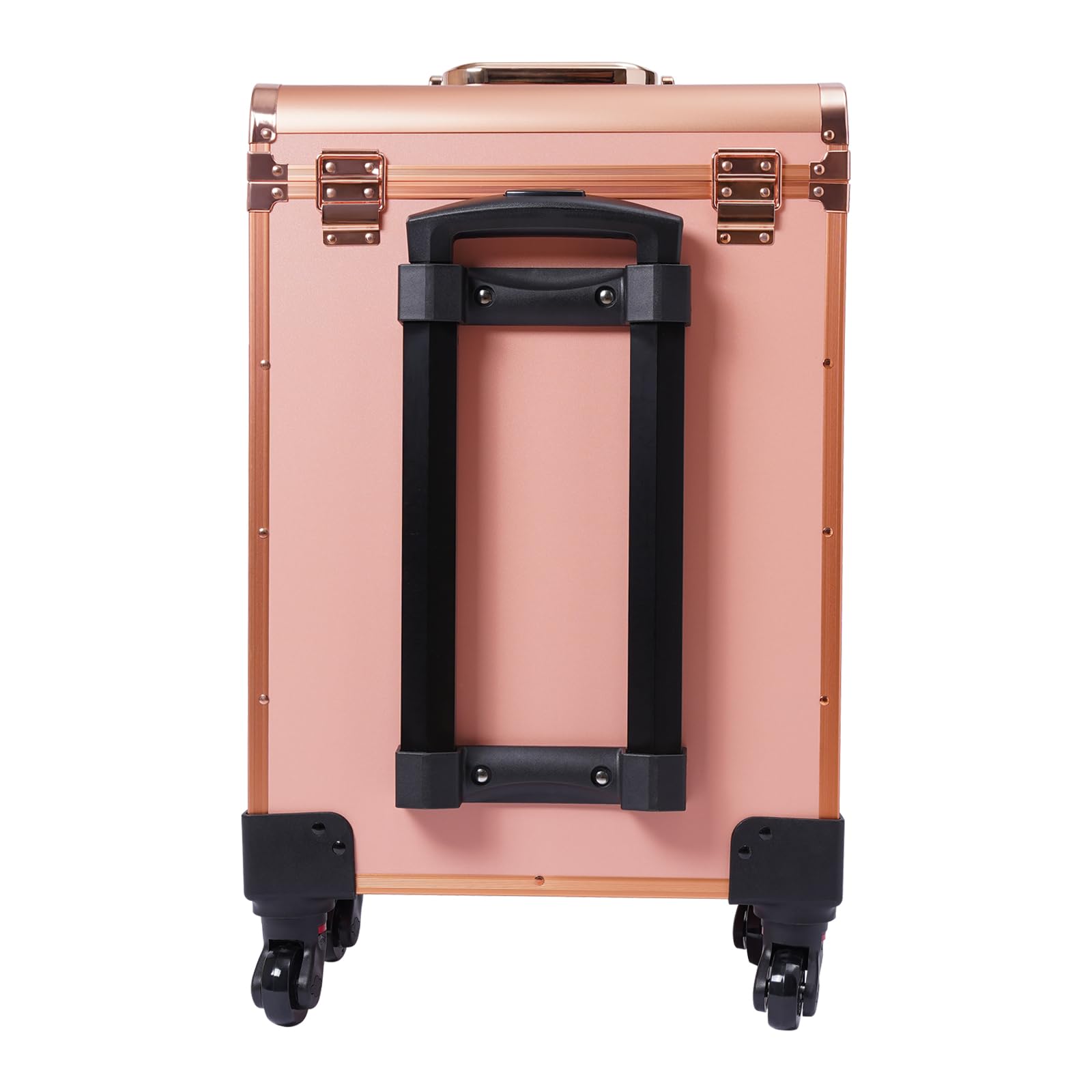Valigetta per cosmetici, trolley a 3 strati, grande per cosmetici, con ruote, per parrucchieri, in alluminio, per unghie, multiuso, colore: oro, gold, alla moda