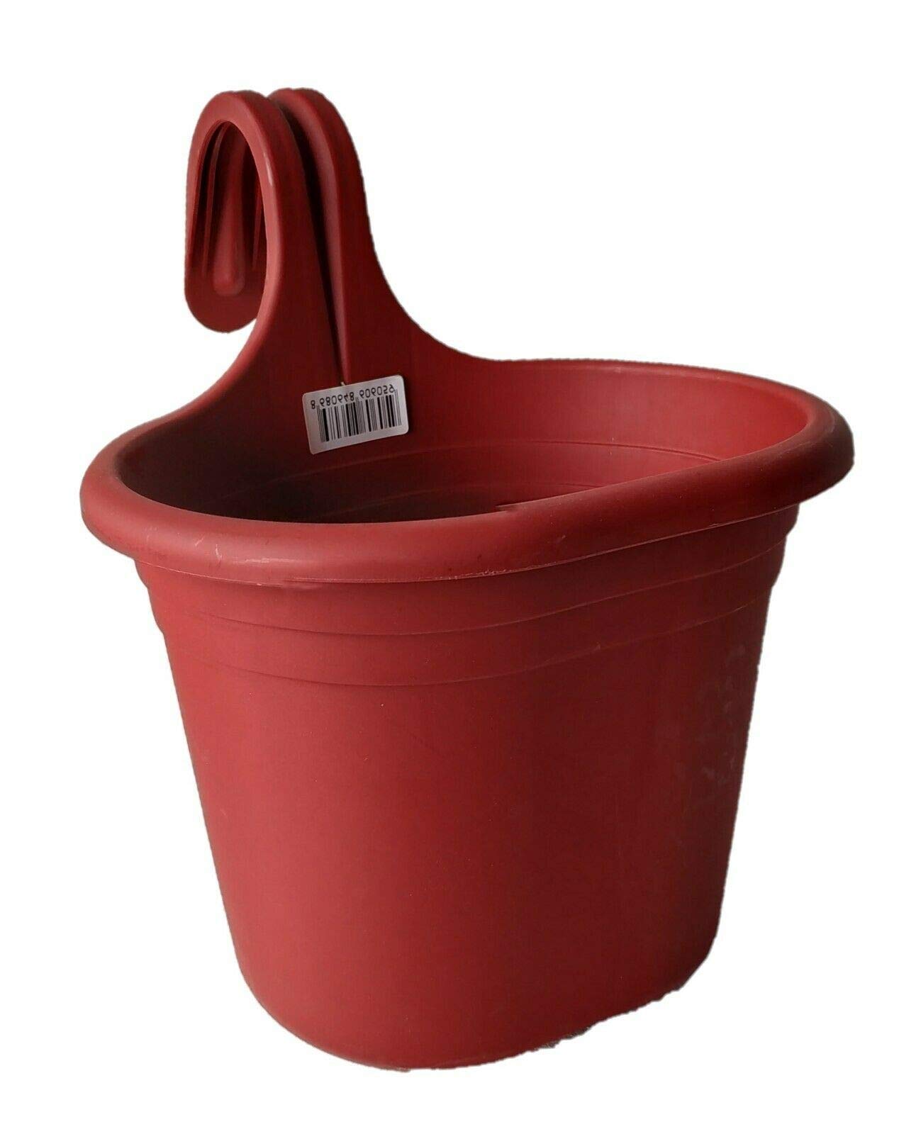 Tamersgifts Red Hanging Planter Plant Pots Trough Garden Fence Balcony Railing Flower Pot (, Small)