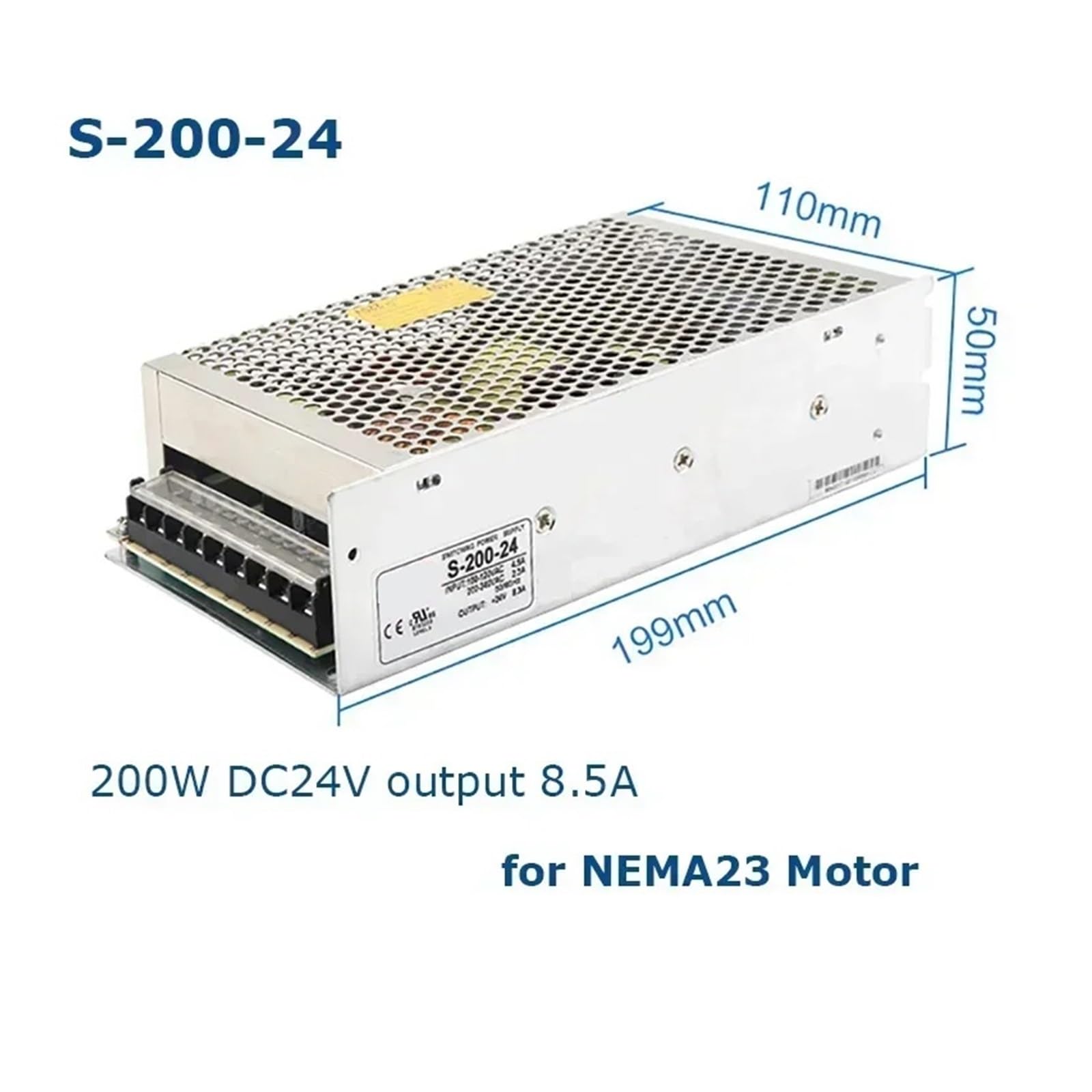 Zasilacz impulsowy 200W Źródło silnika krokowego AC 110V-220V 24VDC S-200-24