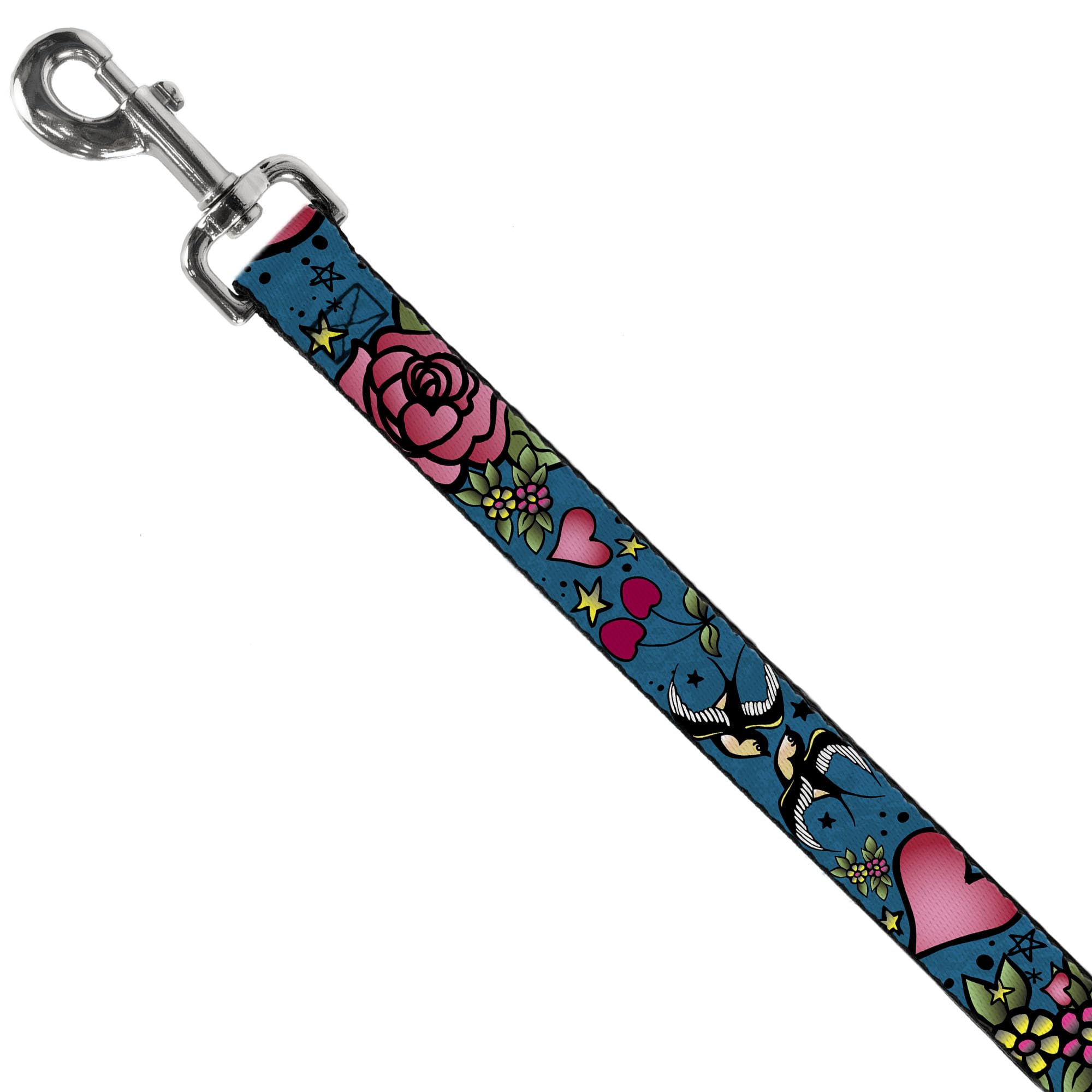Buckle-Down Correa de Perro mamá papá Primer Plano gorriones Azules Disponible en Diferentes Longitudes y Anchos para Perros y Gatos pequeños, medianos y Grandes