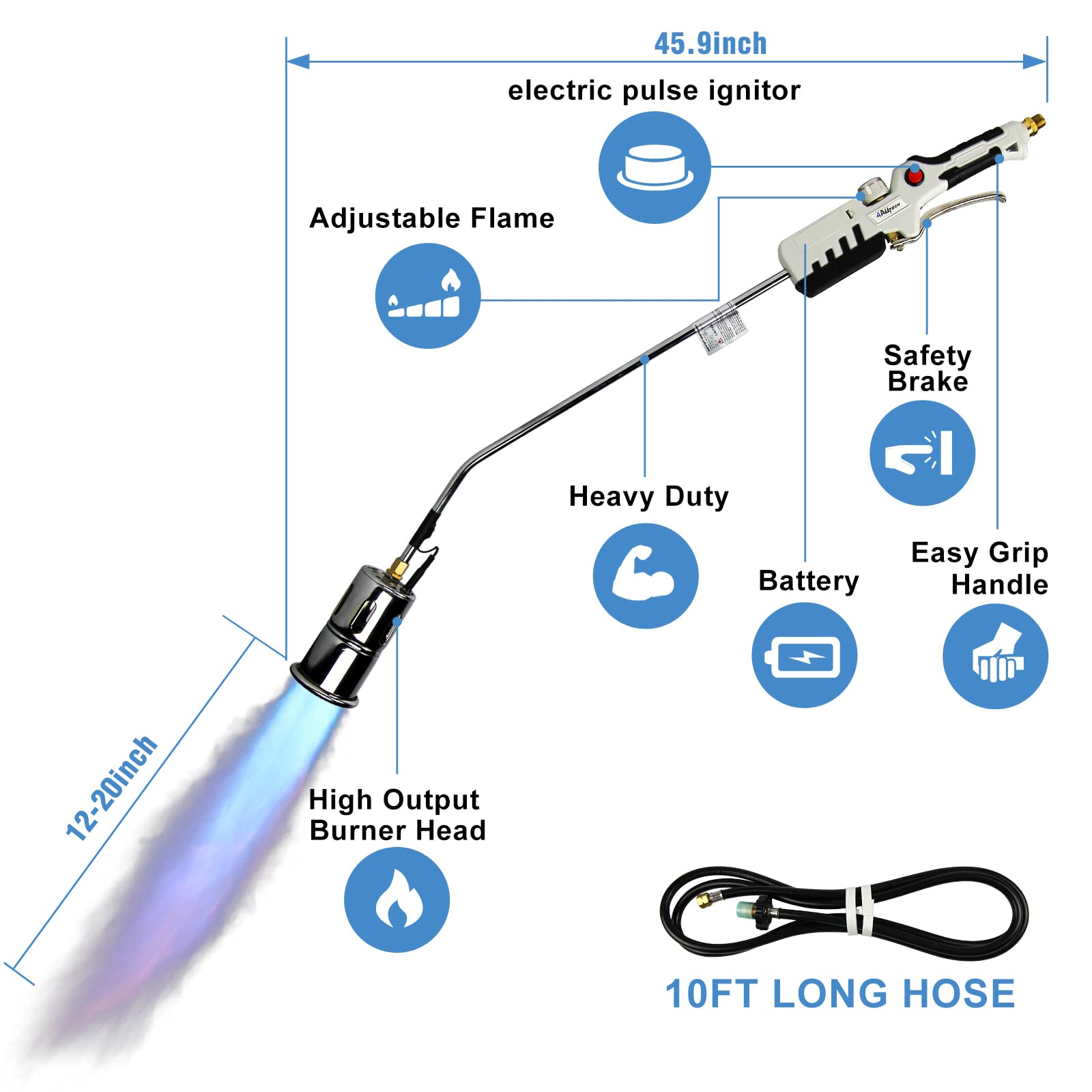 Propane Torch Kit Weed Burner Ice Snow Melter Flame Dragon Wand Igniter