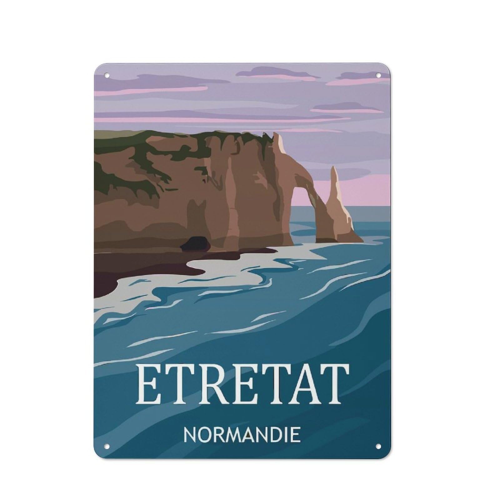 Junmoney Style-3 Étretat, Normandie Travel Printed Metal Sign 40X30cm For Pub Or Café, For Everyday Room Decor With A Retro Look