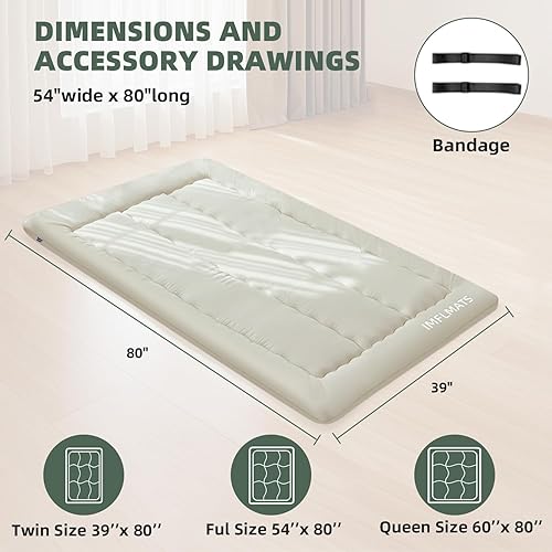 Miniatura 2 de Colchón japonés de futón, colchón plegable de tatami de 3 pulgadas para adultos y niños, 100% espuma de alta densidad, cómodo colchón tamaño