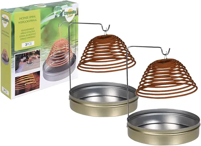 Citronella Smoke Spiral Set with Holder & Box - 6 Spirals, Lemongrass Incense