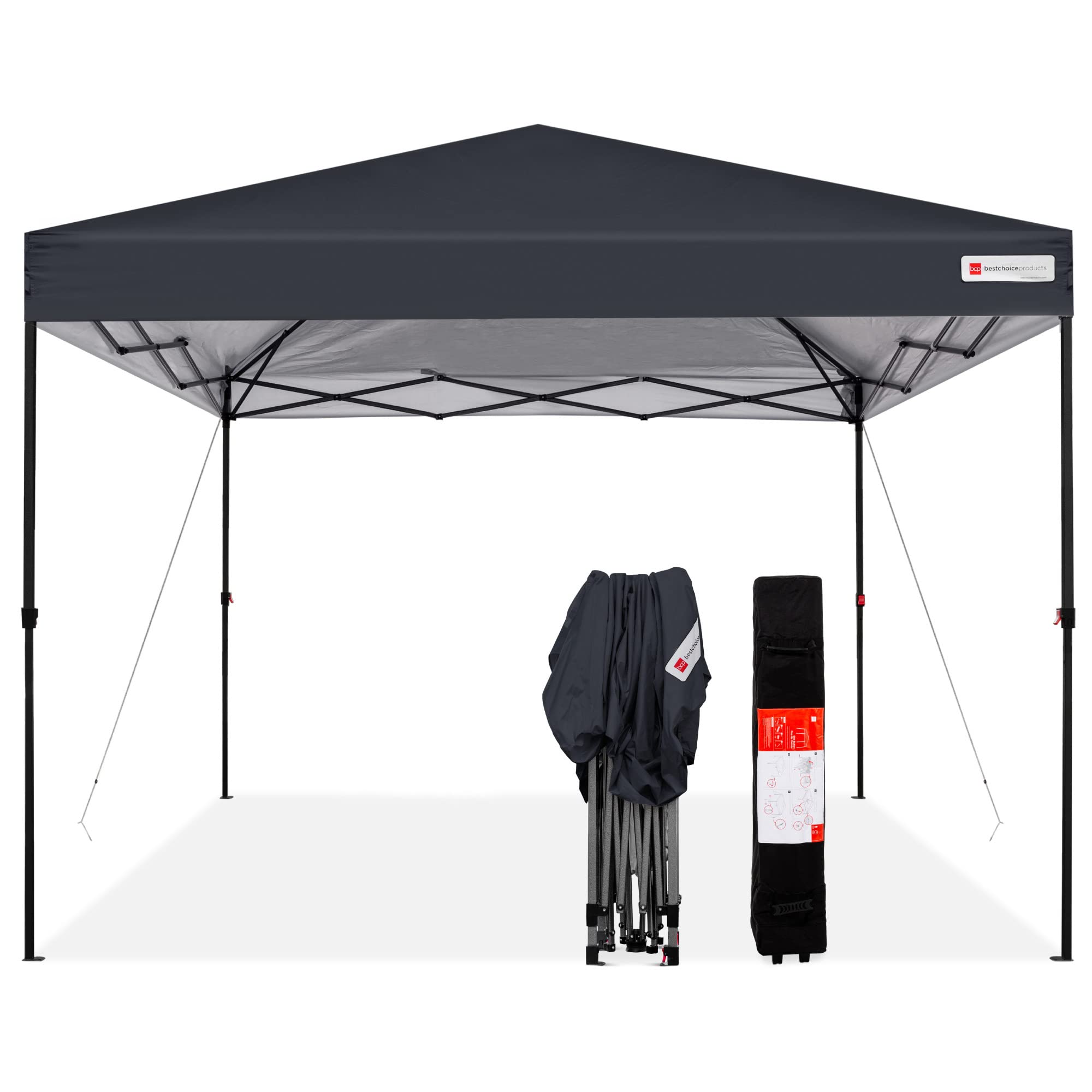 Photo 1 of (SIMILAR) Best Choice Products 10x10ft 1-Person Setup Pop Up Canopy Tent Instant Portable Shelter w/ 1-Button Push, Straight Legs, Wheeled Carry Case, Stakes - Gray
