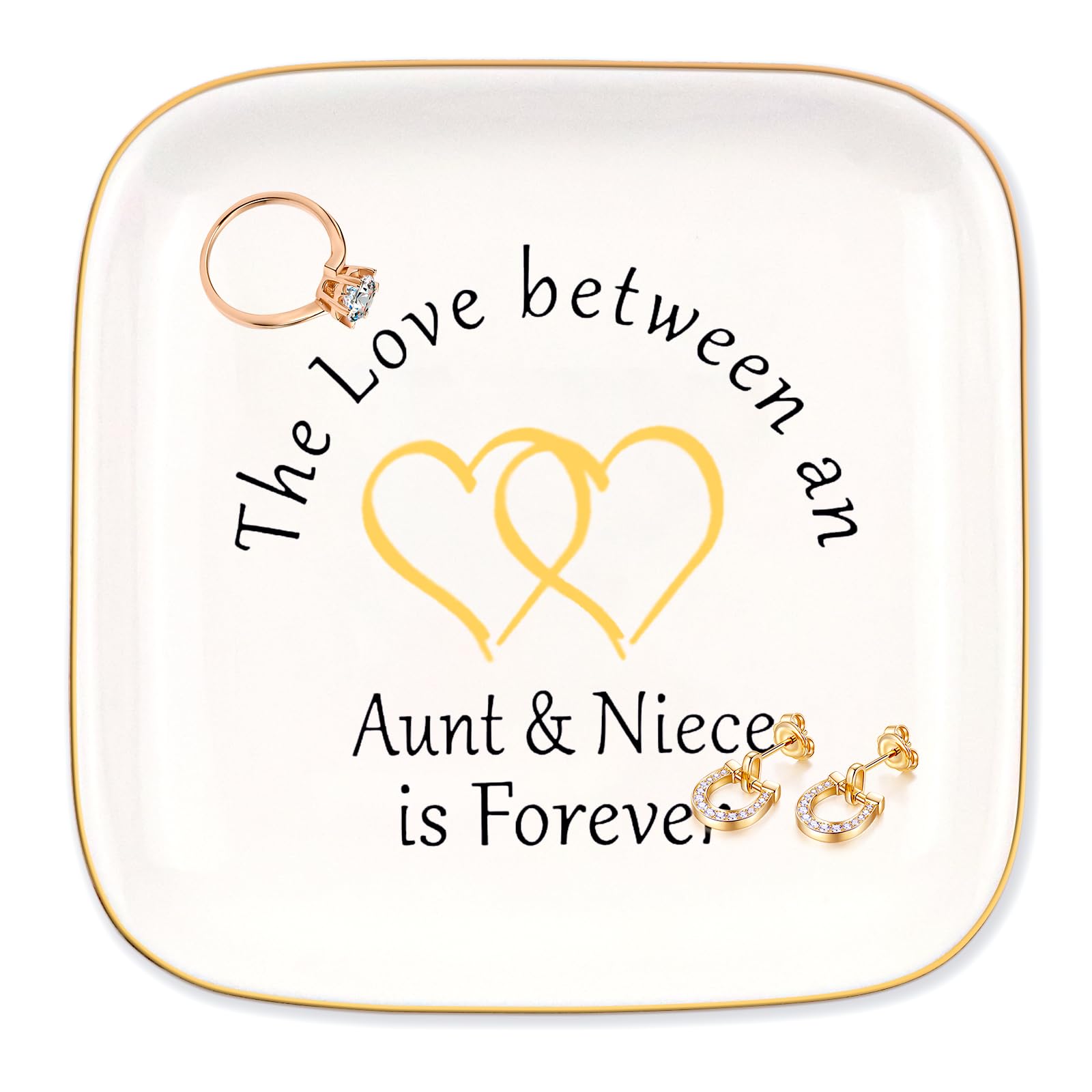 Aunt Gifts from Niece Jewelry Dish Ring Tray, The love between an Aunt &amp; Niece is forever, Niece Gifts from Auntie, Aunt Birthday Gift, For Aunts Mothers Day, Christmas, Godmother Gifts