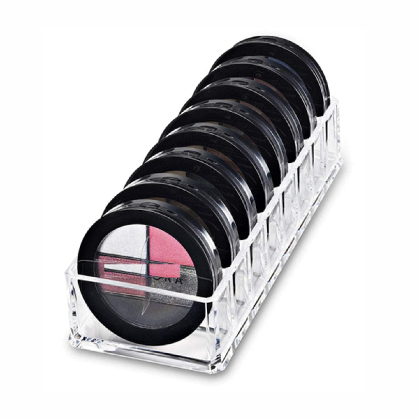 TopHomer - Organizer compatto in acrilico, con 8 scomparti per ombretti, fard, cipria, rossetto, comò e bagno (21,5 x 9 x 4,5 cm), 4 pezzi