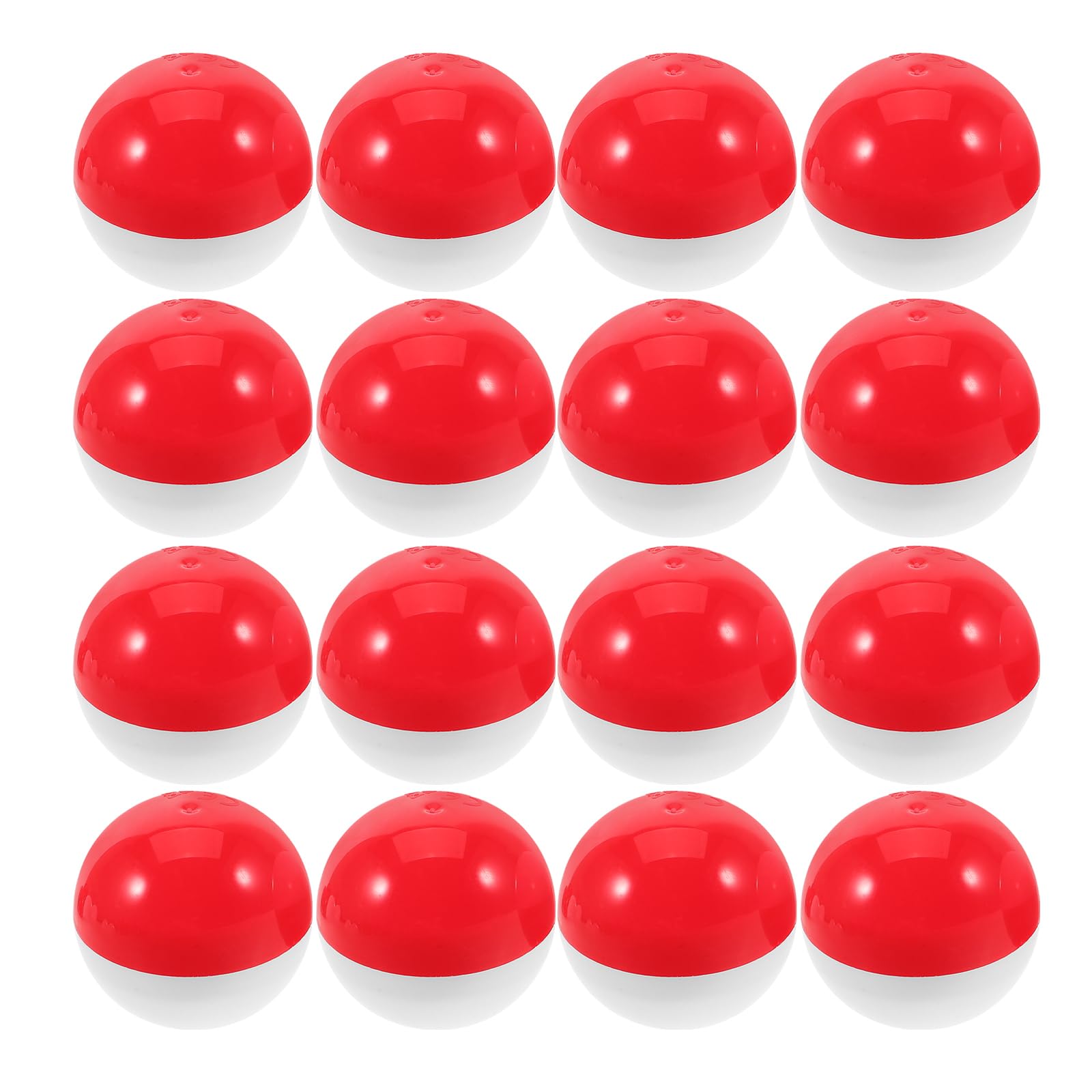 BESTonZON Lot de 50 boules décoratives en plastique transparent à remplir pour sapin de Noël, capsules rondes vides avec couleurs rouges et blanches pour machines à gomme, cadeaux de fête et