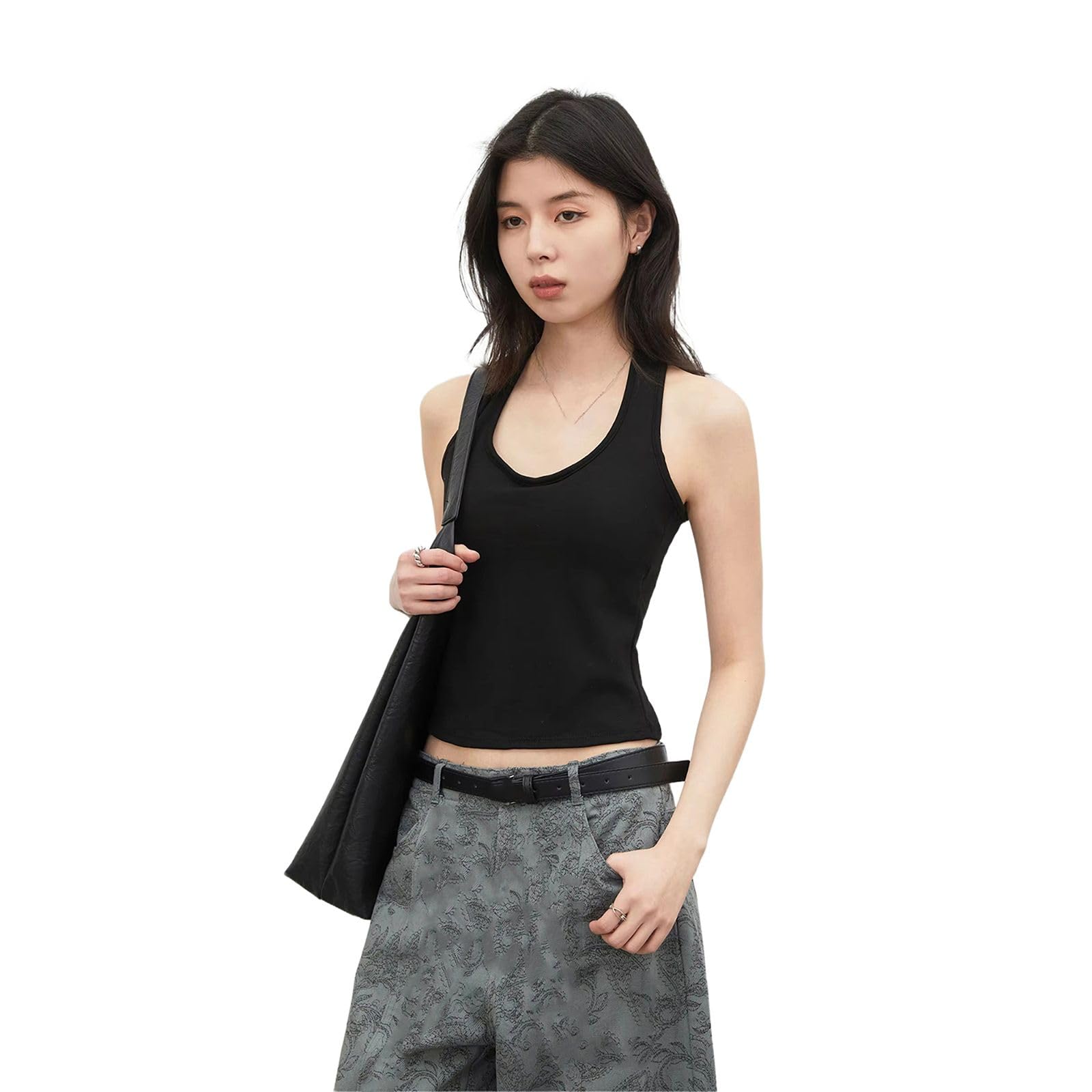 GUOYUXIAO Gilet col en U pour femme, sans manches avec coussinets, pour plage printemps-été