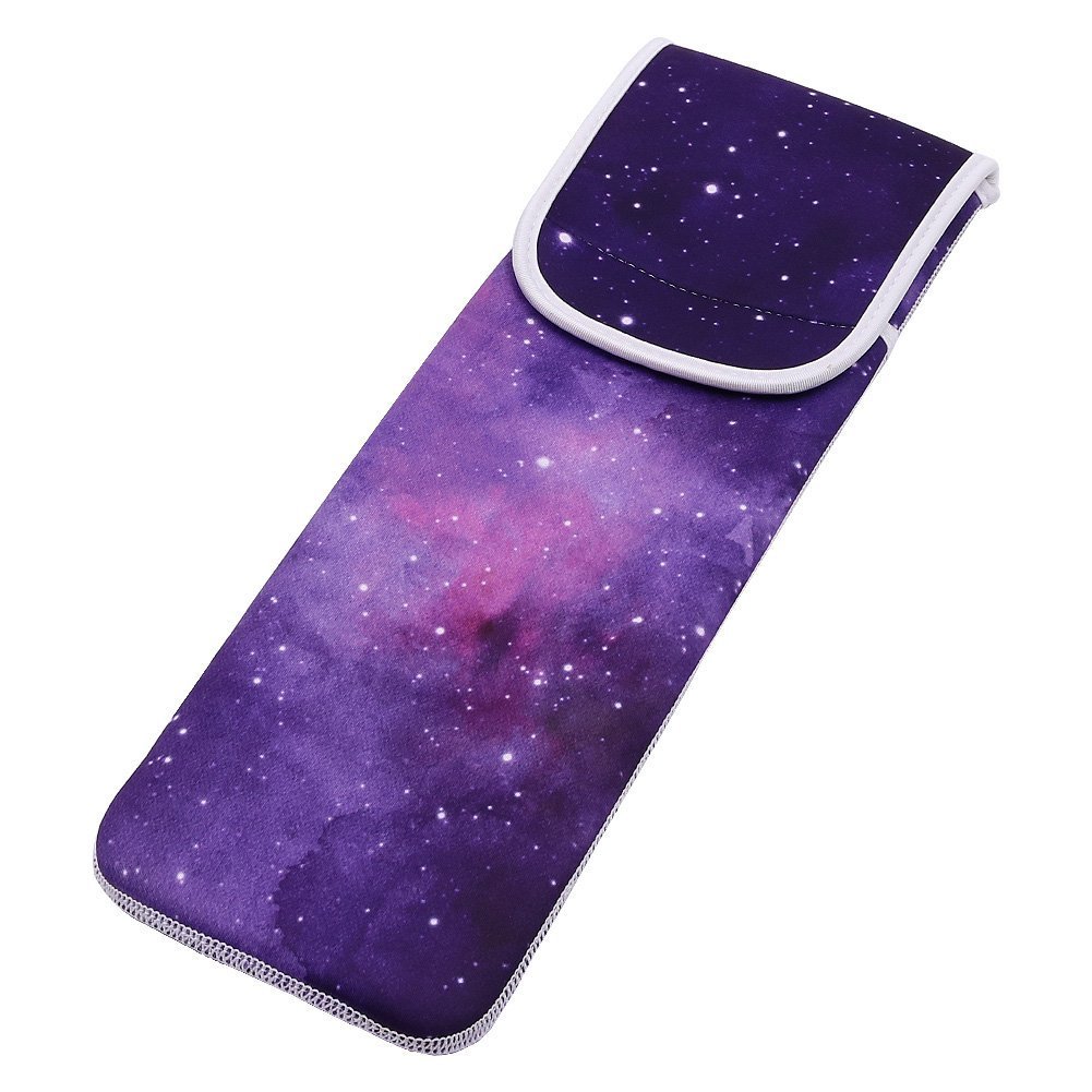 AUONY Heat-Resistant Travel Neoprene Storage Pouch Case Bag with Two Pocket for Flat Iron, Straightener, Curling Wand/Curling Iron Purple Star