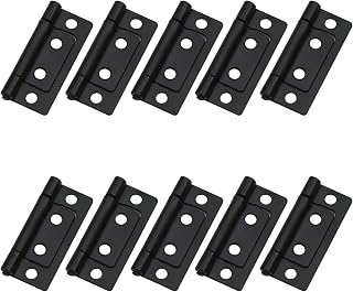 T Tulead Non-Mortise Hinges Chest Hinges Heavy Duty Hinges Box Hinges for Furniture 2"x0.9",Black,10PCS with Mounting Screws