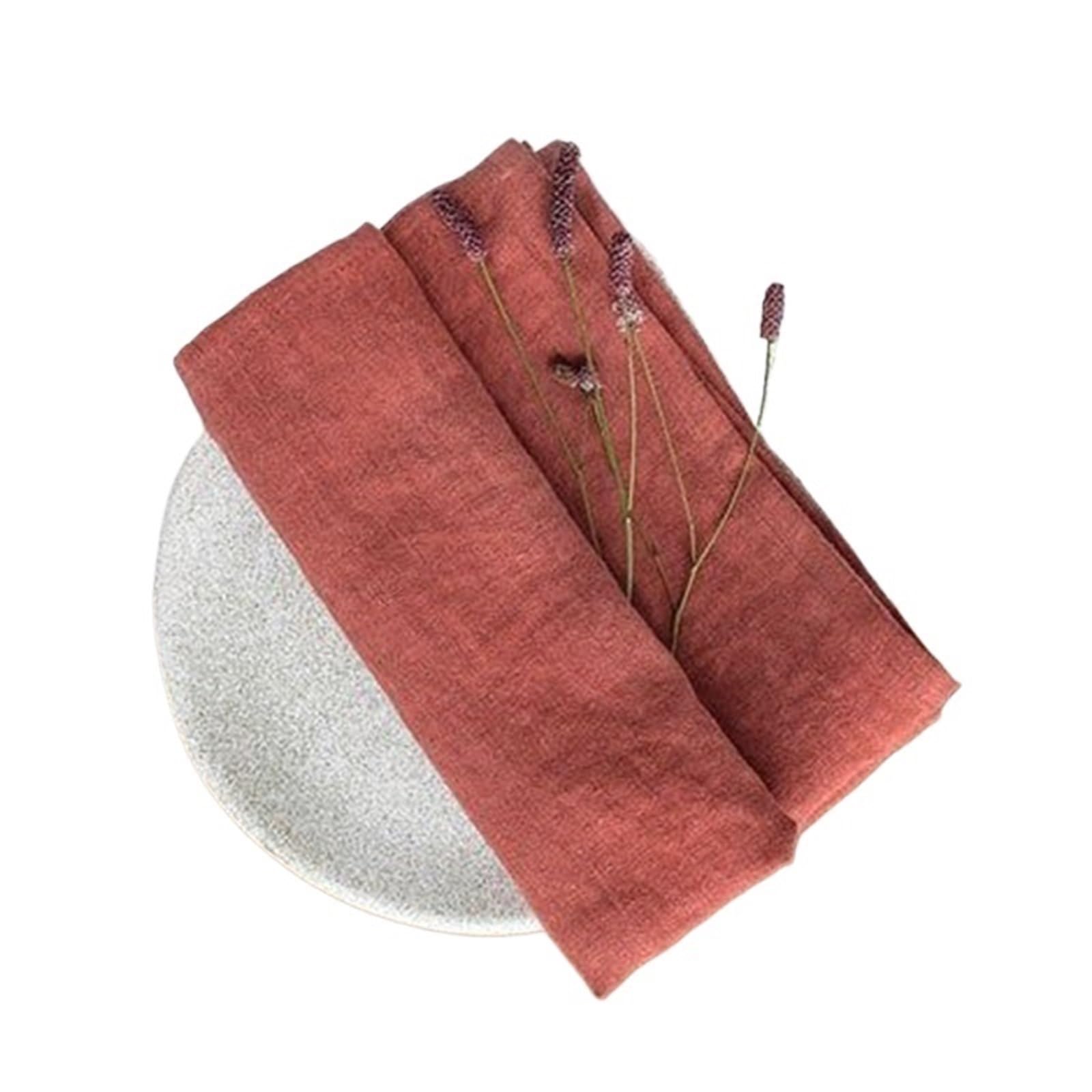 Servietten Stoff 4PCS 45X45CM Linen Napkins Cloths Soft Comfortable Fabric Reusable Kitchen Accessories for Wedding Birthday Parties(Rust red)
