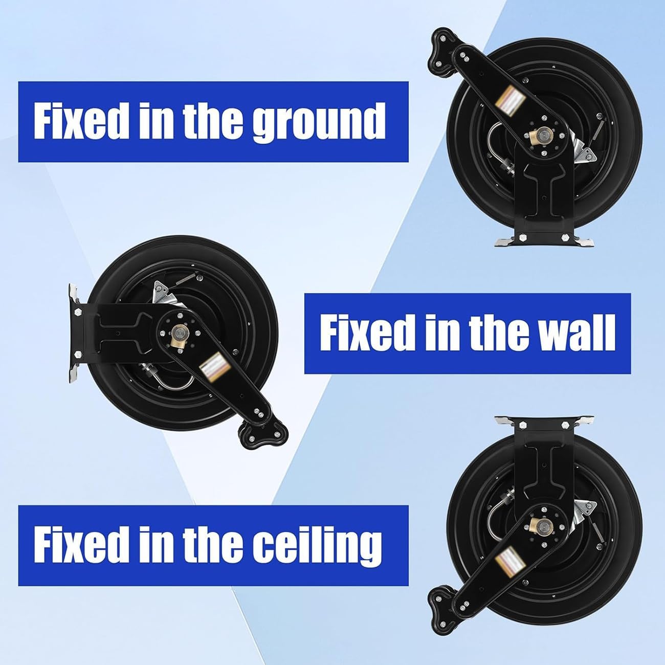 Auto-Retractable Pressure Washer Hose Reel,3/8" X 50 FT Dual Arm Power Wash Hose Reel,Heavy Duty Steel,4000 PSI