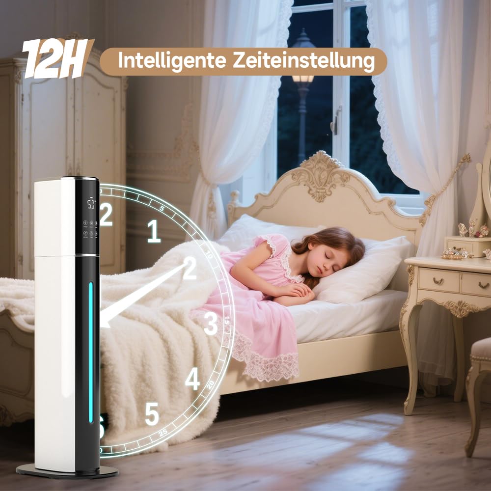 9L Luftbefeuchter Top-Fill, Leiser Aroma-Diffusor mit Fernbedienung | Großer 9-Liter-Luftbefeuchter,Top-Fill-Design, 3 Nebelstufen, leisem Schlafmodus, Aromafach,Timer,automatischer Abschaltung
