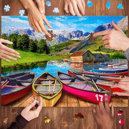 Rompecabezas de 1000 piezas de lago alpino italiano, hermoso paisaje natural, relajante para adultos y adolescentes, decoración para pared del hogar, regalo para noche de juegos en familia miniatura 4
