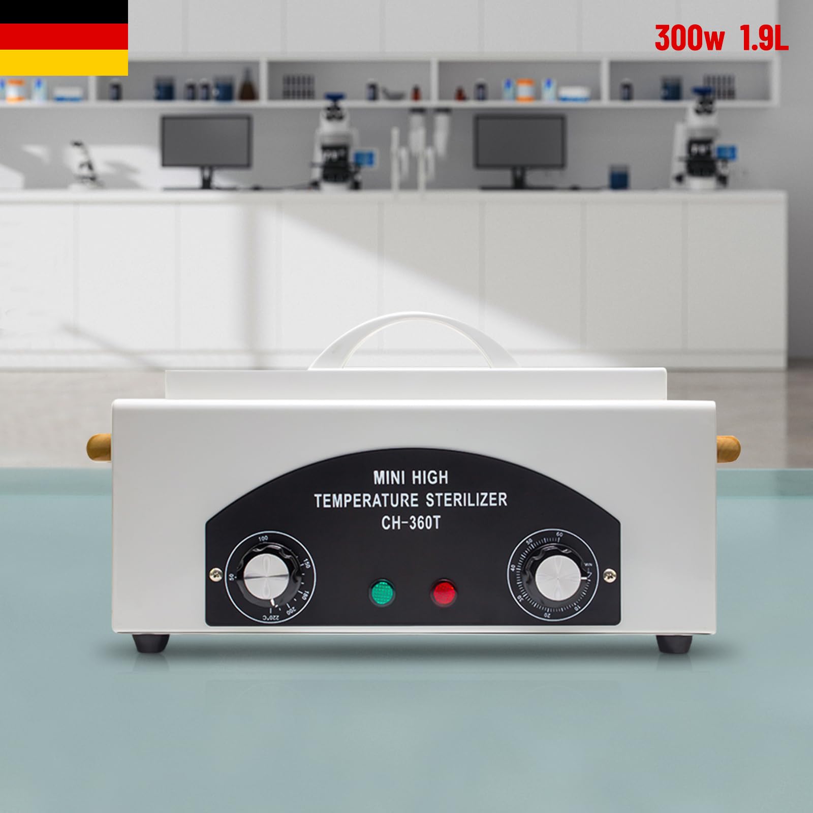 Esterilizador de aire caliente desinfección CH-360T – Dispositivo de esterilización para cuidado de pies, tatuajes y uñas desinfección – 220 °C temperatura máxima