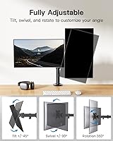 Vista 3 de HUANUO Dual Monitor Mount for 2 Monitors up to 30 inches, Heavy Duty Dual Monitor Stand Holds up to 22 lbs, Dual Monitor Arm with Height Adjustable