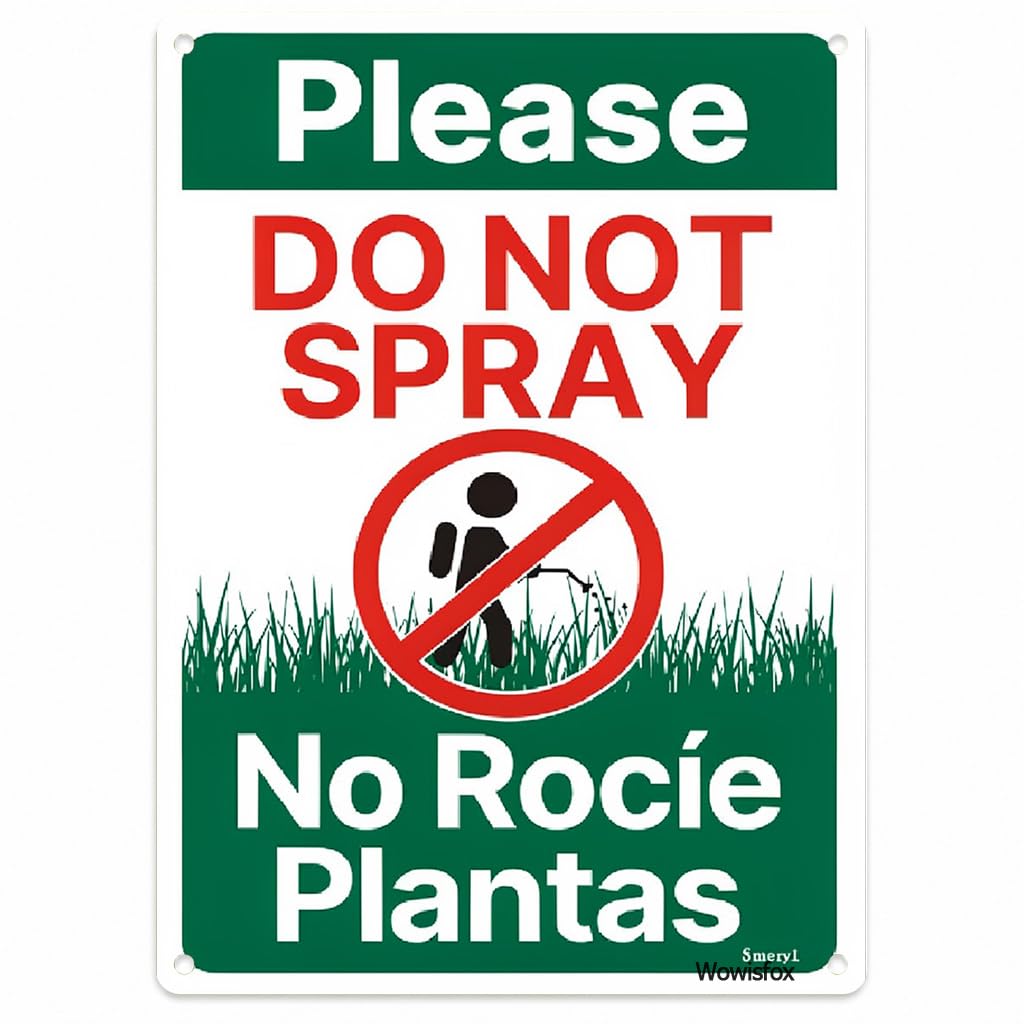 Spanish Do Not Spray Plants Notice Sign, 8 x 12 Inch Aluminum