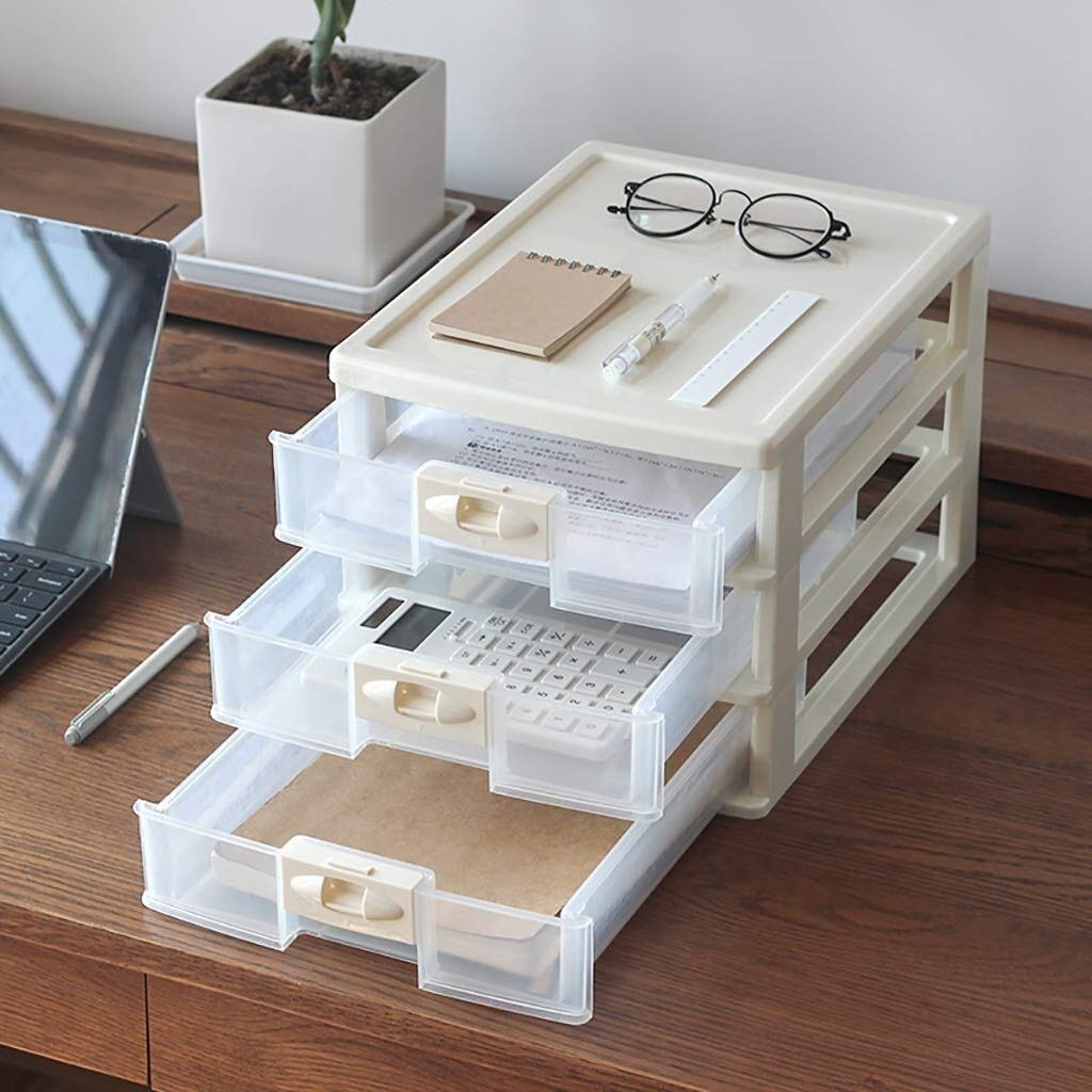Armario de almacenamiento de archivos de plástico con cajones de 3/4/5 capas, mini organizador de escritorio de oficina pequeño en color beige