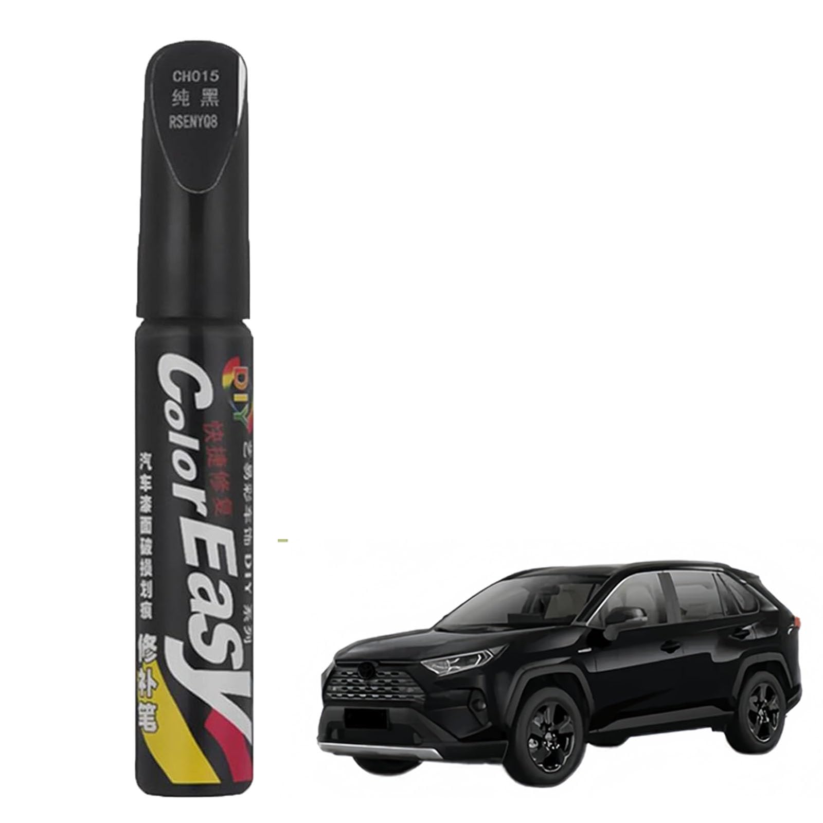 Penna Per Ritocco Auto Nero 2 Pezzi - Per Riparare Graffi Sulla Carrozzeria, Vernice Acrilica, 12ml
