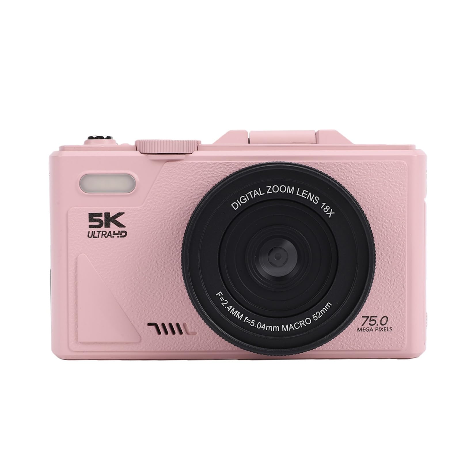Akozon Fotocamera Digitale 5K Fotocamera per Vlogging da 80 MP Zoom Digitale 18X Schermo Ribaltabile IPS da 3 Pollici con Videocamera per Principianti, Rosa