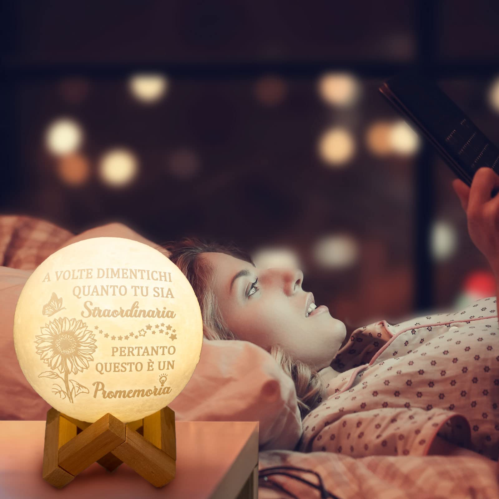 Regalo Donna - Motivazionale Lampada Luna, Lampada da Comodino | Abat Jour da Comodino | Idea Simpatica | Compleanno & Festa | Bambina Donna Uomo Amico Ado | Sorpresa Collega Ufficio