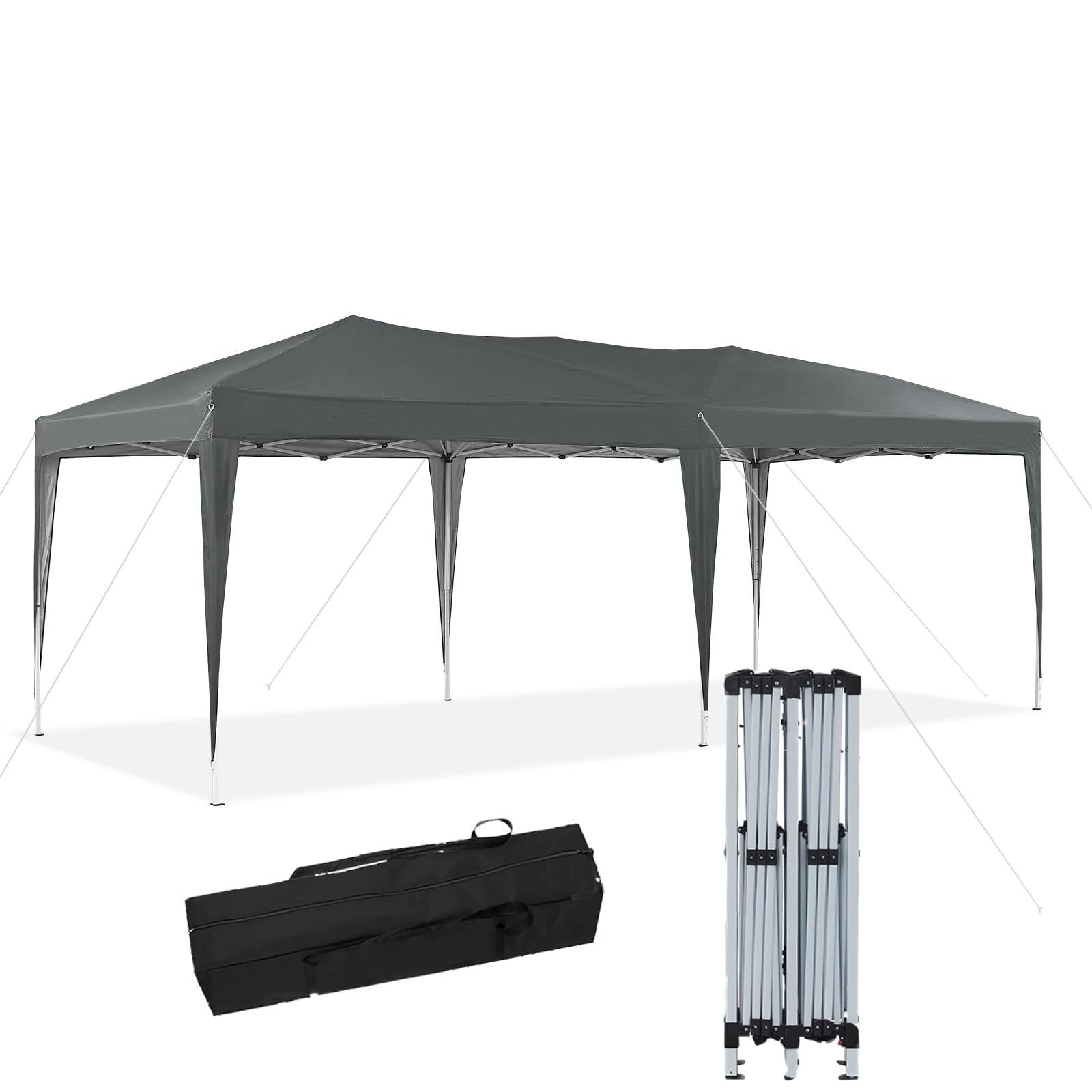 ZBAOTLO 3×6 m Pop Up Gazebo, Water and UV Resistant Party Tent, Garden Tent with Portable Carry Bag, Grey