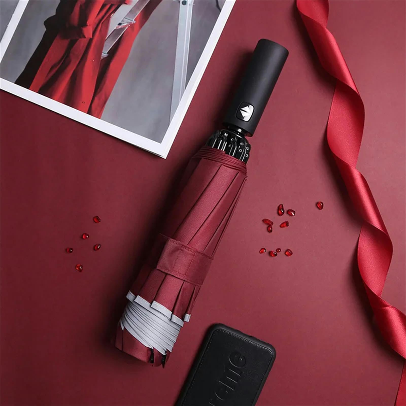 Ombrello Ombrello Riflettente Automatico Della Striscia Riflettente Inversa Principale Dell'Ombrello